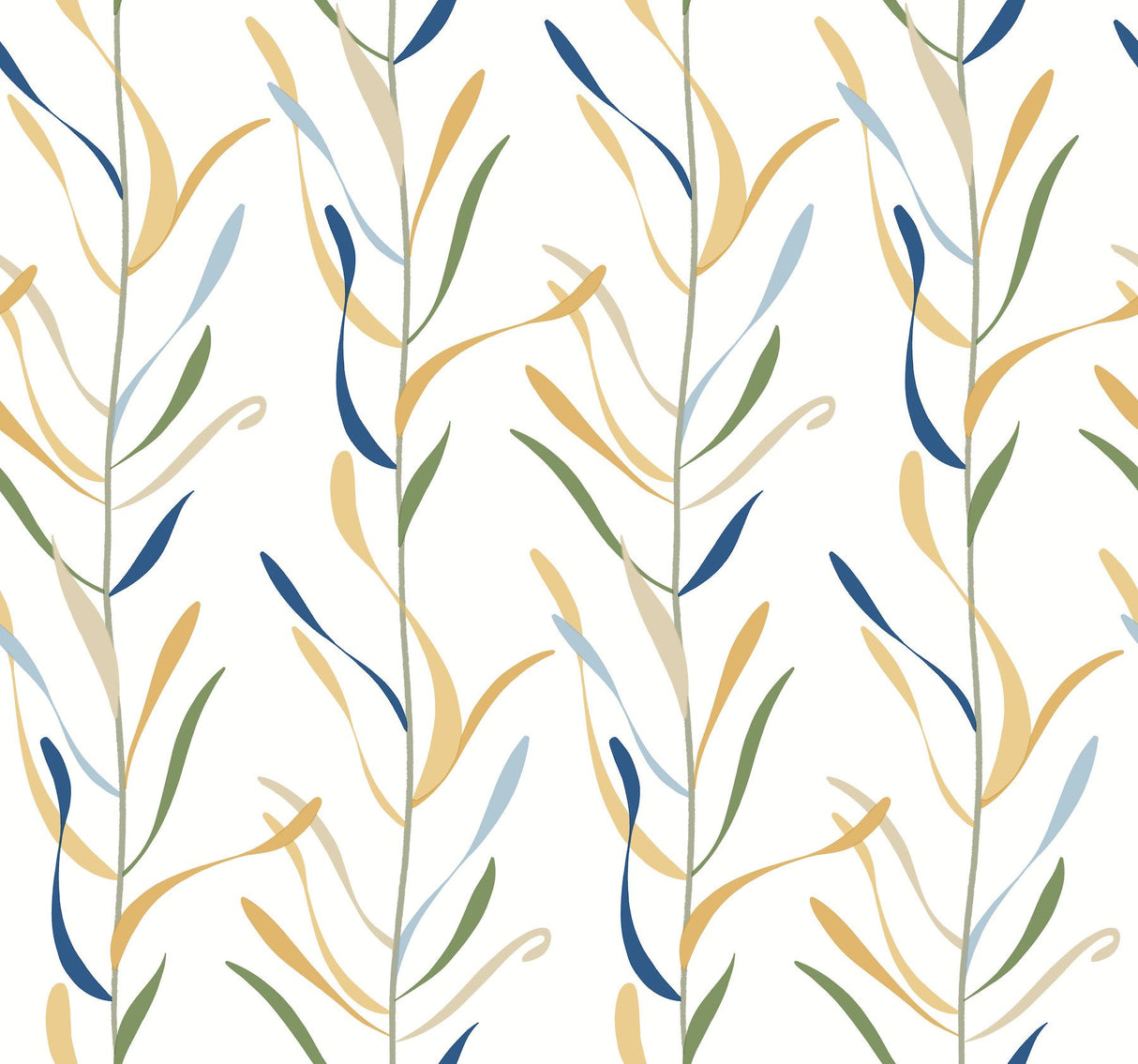 Chloe Vine Ochre Wallpaper with Striped Botanical Vine Motif - York GO8325