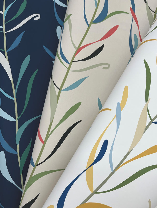 Chloe Vine Ochre Wallpaper with Striped Botanical Vine Motif - York GO8325