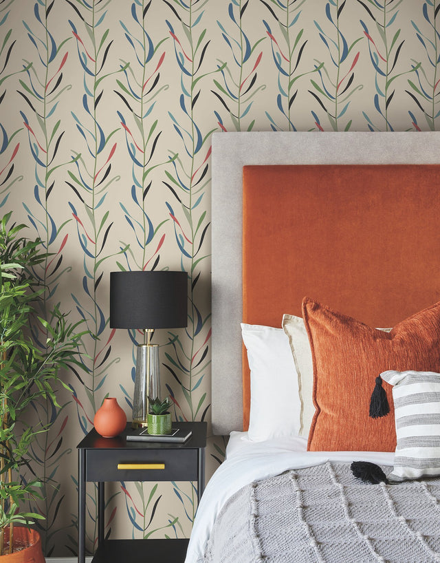Chloe Vine Savanna Wallpaper with Striped Botanical Vine Pattern - York GO8326