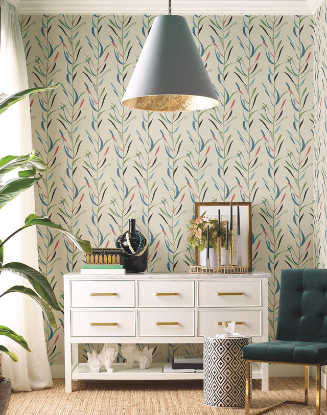 Chloe Vine Savanna Wallpaper with Striped Botanical Vine Pattern - York GO8326