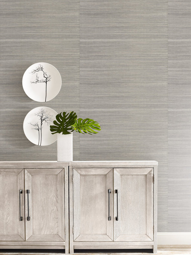 Imperial Dark Grey & Tan Grasscloth Wallpaper with Sisal Woven Texture - York GR1045