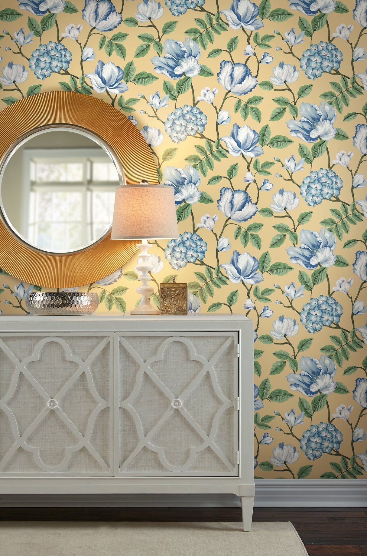 Morning Garden Yellow Wallpaper with Grandmillennial Floral Style - York GR5904