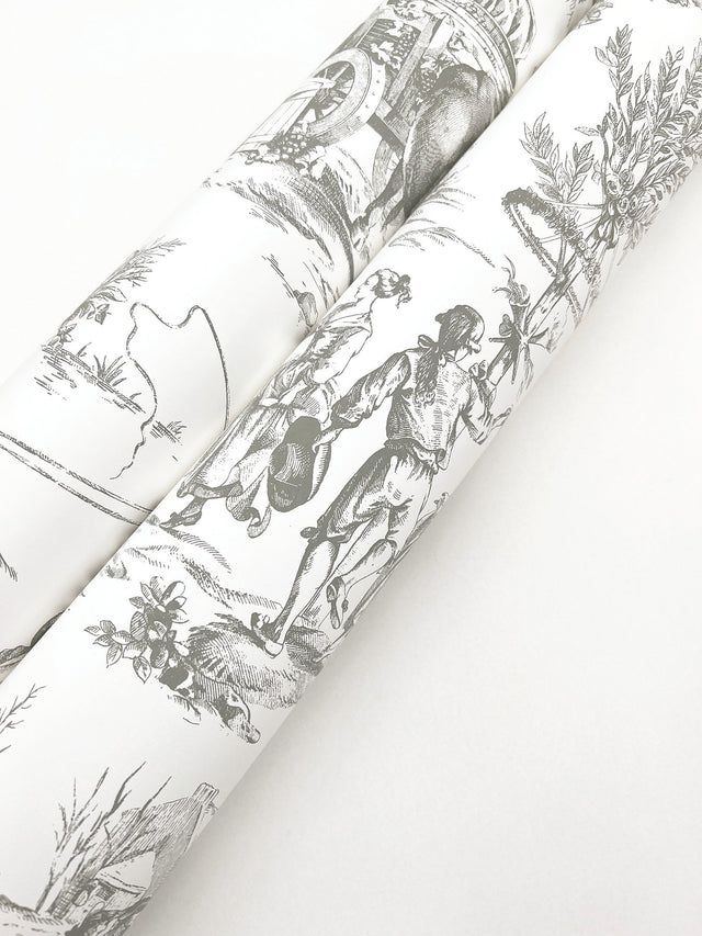 Seasons Toile Grey Wallpaper with Traditional Toile Motif - York GR5922