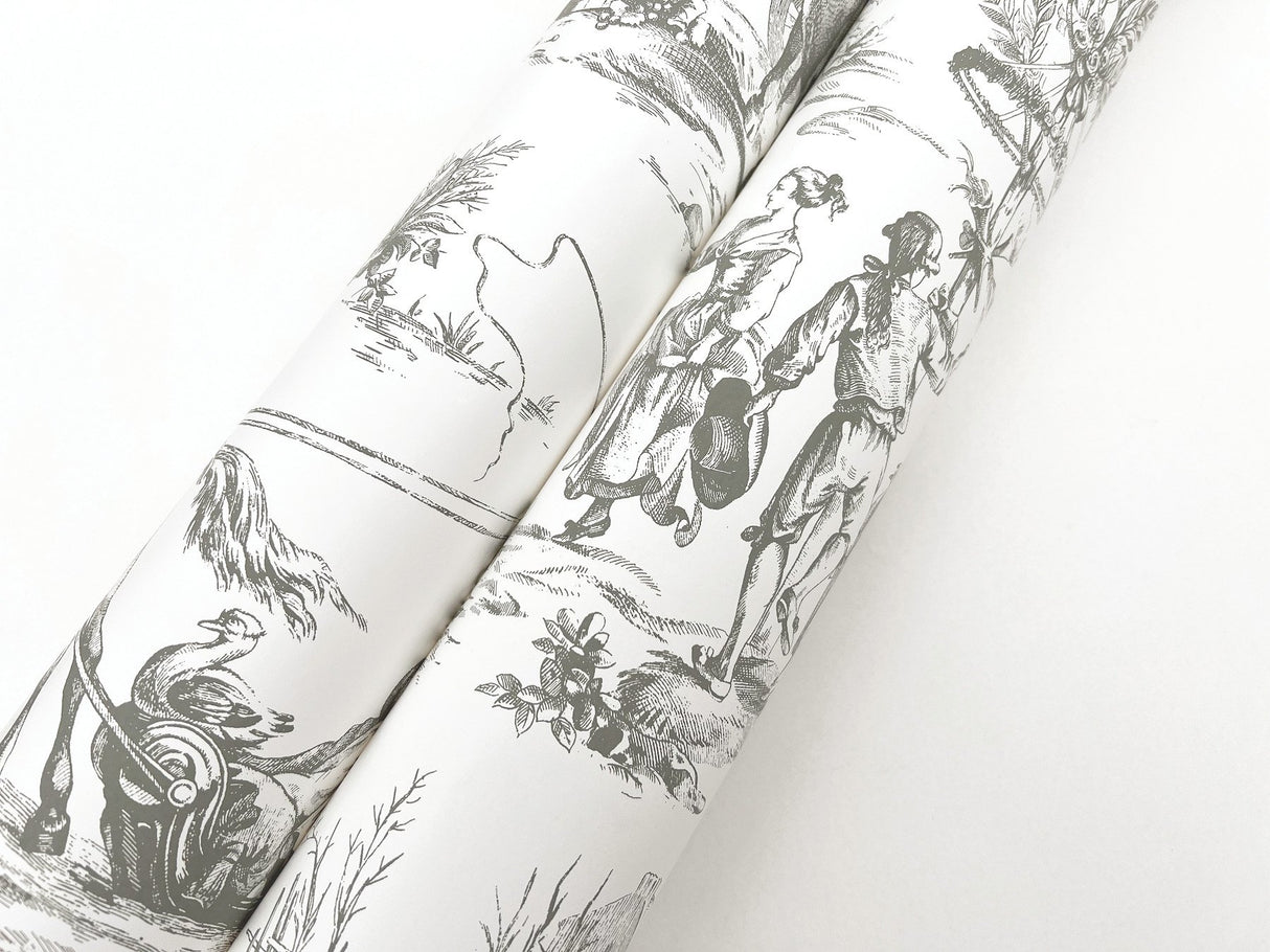 Seasons Toile Grey Wallpaper with Traditional Toile Motif - York GR5922