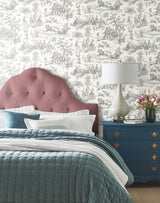 Seasons Toile Grey Wallpaper with Traditional Toile Motif - York GR5922