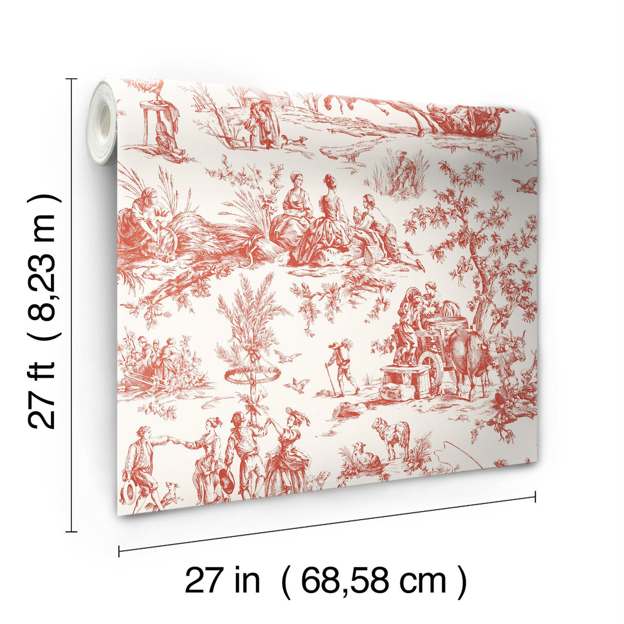 Seasons Toile Scarlet Wallpaper with Traditional Toile Pattern - York GR5925