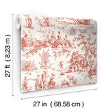 Seasons Toile Scarlet Wallpaper with Traditional Toile Pattern - York GR5925