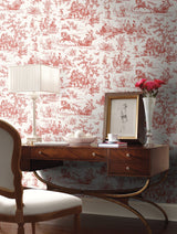 Seasons Toile Scarlet Wallpaper with Traditional Toile Pattern - York GR5925