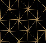 Evening Star Black Wallpaper with Metallic Starburst Geometric - York GR5941