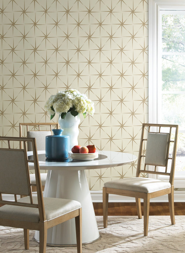 Evening Star Cream Geometric Prepasted Wallpaper - York GR5944