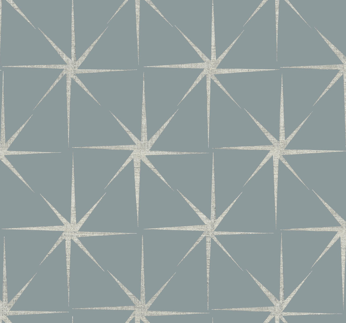 Evening Star Blue Geometric Wallpaper with Metallic Starburst Motif - York GR5945