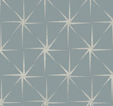 Evening Star Blue Geometric Wallpaper with Metallic Starburst Motif - York GR5945