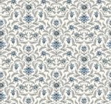 Vintage Blooms Blue Wallpaper with Floral Grandmillennial Style - York GR5981