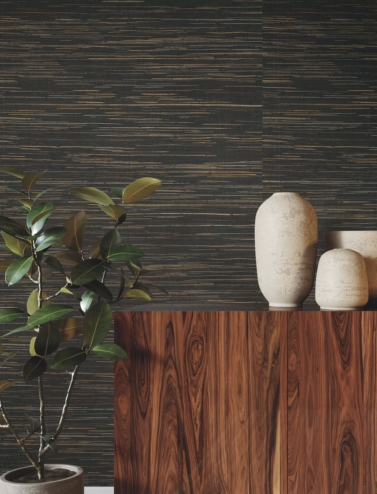 Multicolored Hemp Gunmetal by Ronald Redding Grasscloth Wallpaper – York Designer Series GRL88379
