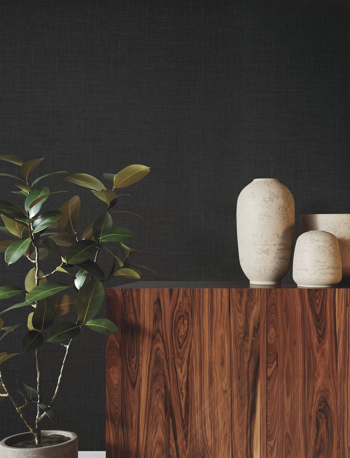 Jute Weave Black by Ronald Redding Grasscloth Wallpaper – York Designer Series GRL88385