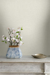 Nomi Ivory by Linen & Silk Textures Faux Linen Vinyl Wallpaper – Seabrook Designs GT30002