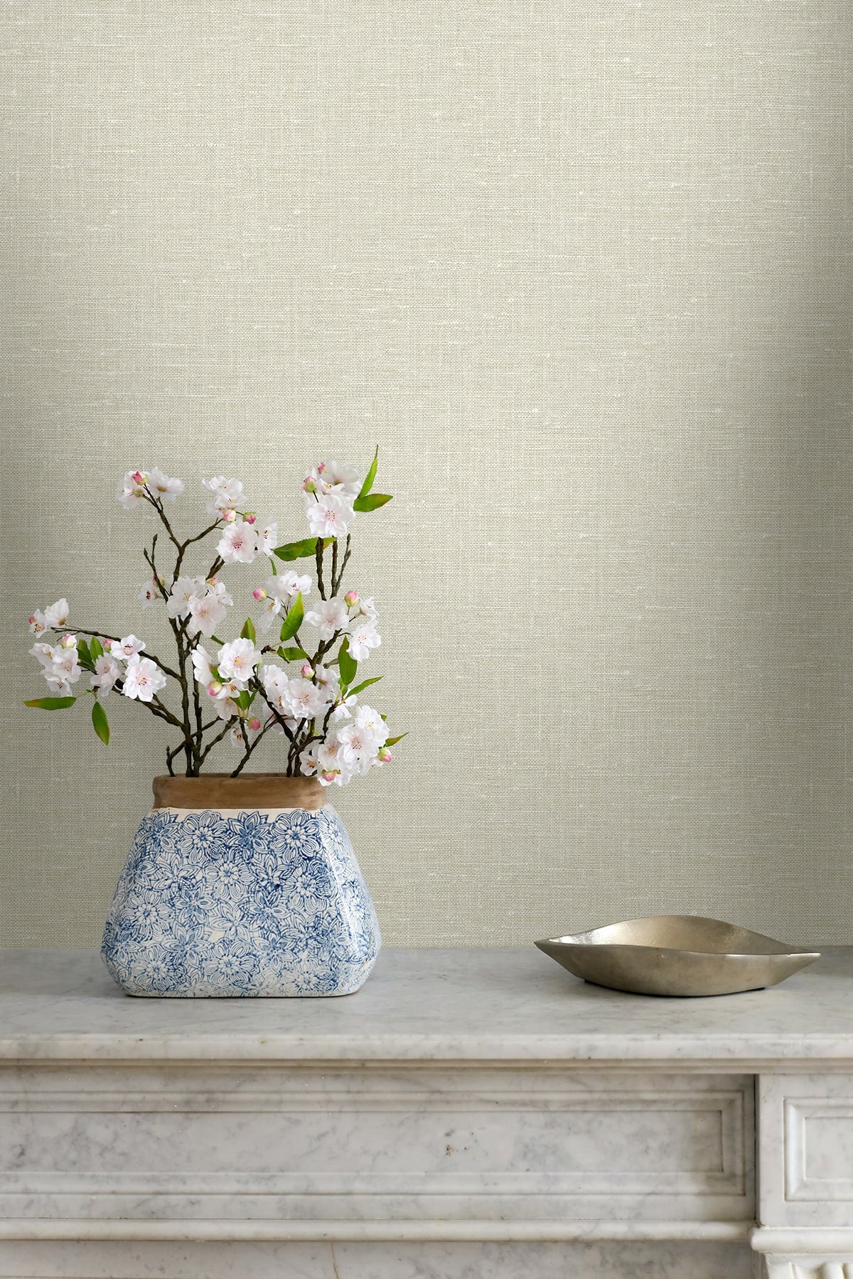 Nomi Ice by Linen & Silk Textures Faux Linen Vinyl Wallpaper – Seabrook Designs GT30003