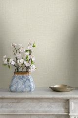 Nomi Ice by Linen & Silk Textures Faux Linen Vinyl Wallpaper – Seabrook Designs GT30003
