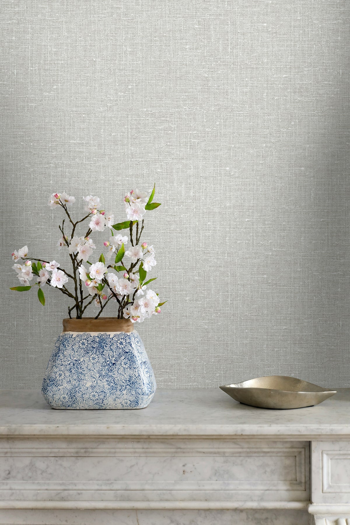 Nomi Ecru by Linen & Silk Textures Faux Linen Texture Wallpaper – Seabrook Designs GT30004