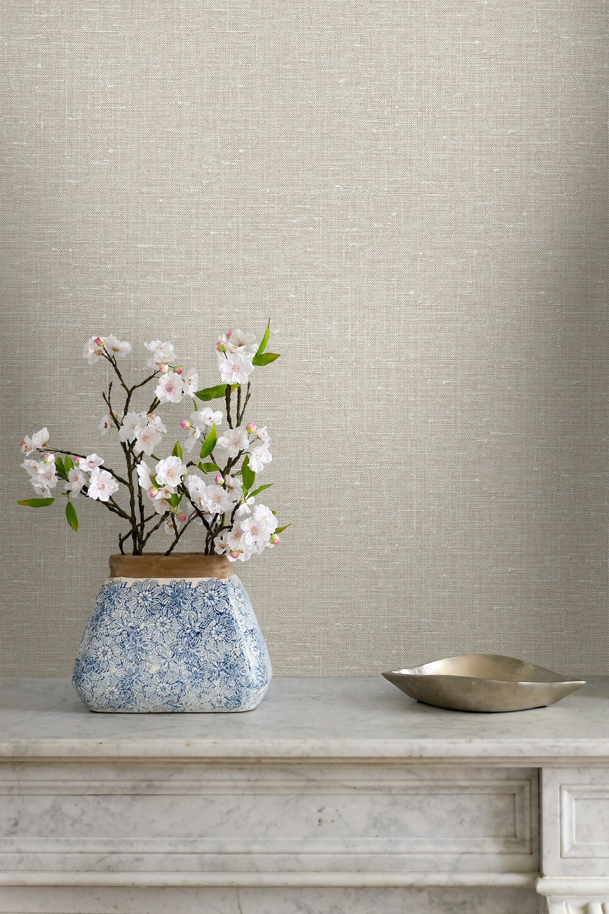 Nomi Flax by Linen & Silk Textures Faux Linen Texture Vinyl Wallpaper – Seabrook Designs GT30005