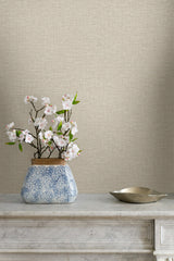 Nomi Alba Beige by Linen & Silk Textures Faux Linen Texture Wallpaper – Seabrook Designs GT30007