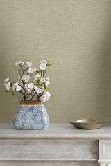 Nomi Tan by Linen & Silk Textures Faux Linen Vinyl Wallpaper – Seabrook Designs GT30010