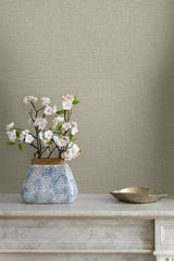 Nomi Taupe by Linen & Silk Textures Faux Linen Wallpaper – Seabrook Designs GT30026