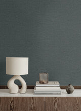 Nomi Smoke Gray by Linen & Silk Textures Faux Linen Texture Vinyl Wallpaper – Seabrook Designs GT30031