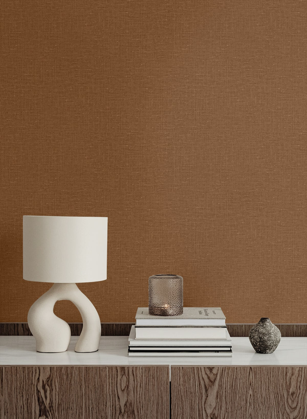 Nomi Cinnamon by Linen & Silk Textures Faux Linen Texture Wallpaper – Seabrook Designs GT30036