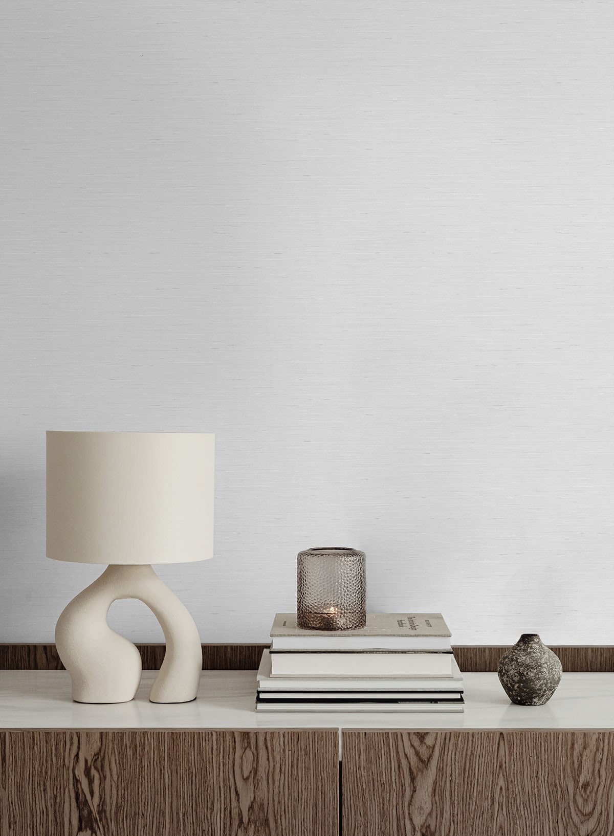 Bangkok Linen White by Linen & Silk Textures Faux Silk Texture Wallpaper – Seabrook Designs GT30101