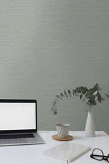 Bangkok Blue Gray by Linen & Silk Textures Faux Silk Texture Wallpaper – Seabrook Designs GT30108