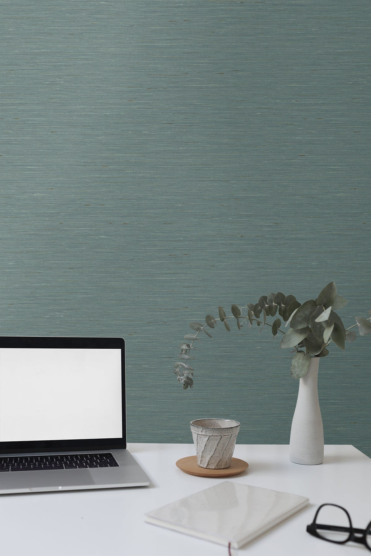 Bangkok Aegean by Linen & Silk Textures Faux Silk Texture Wallpaper – Seabrook Designs GT30114