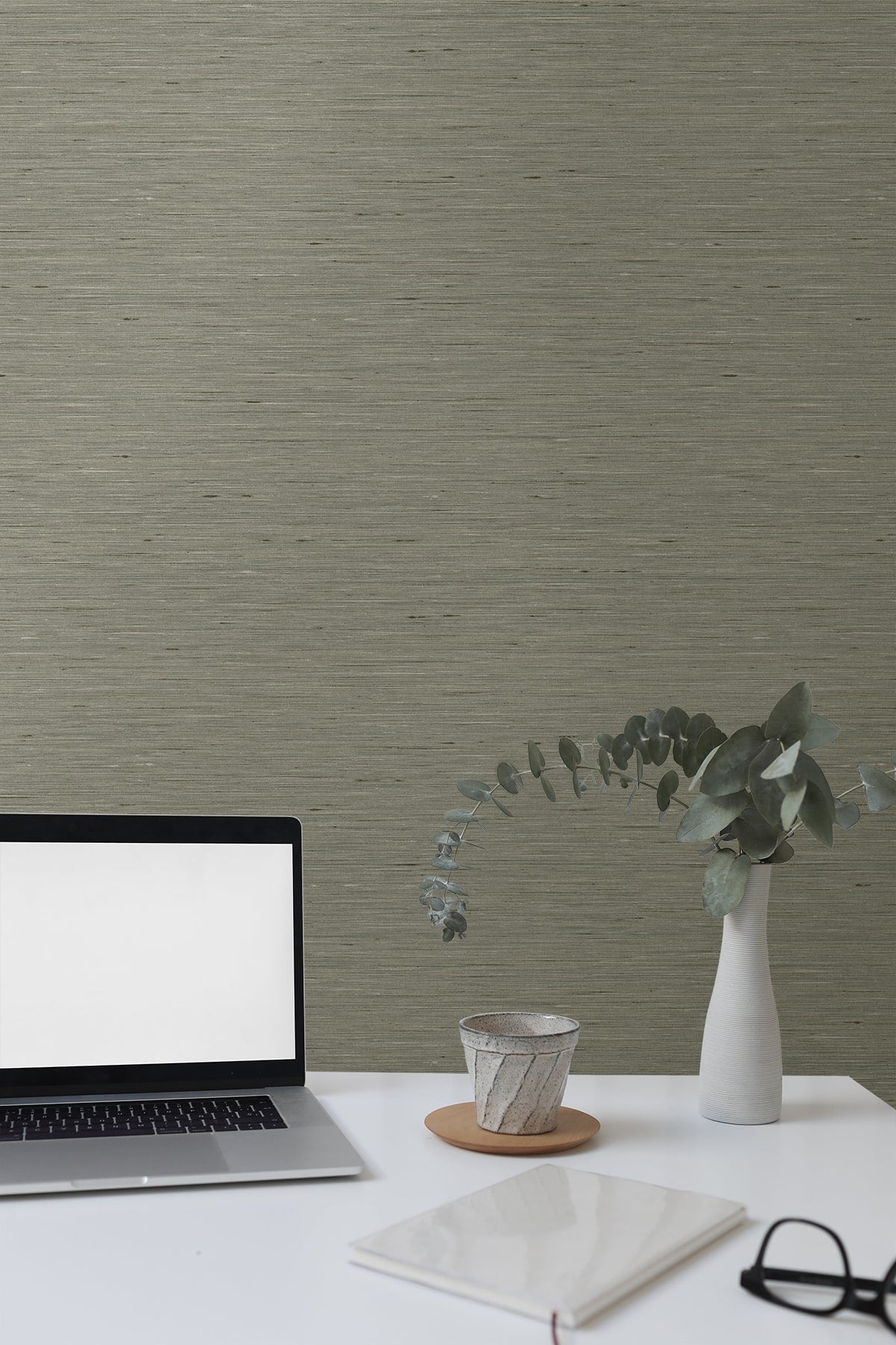 Bangkok Heathered Charcoal by Linen & Silk Textures Faux Silk Textured Vinyl Wallpaper – Seabrook Designs GT30115