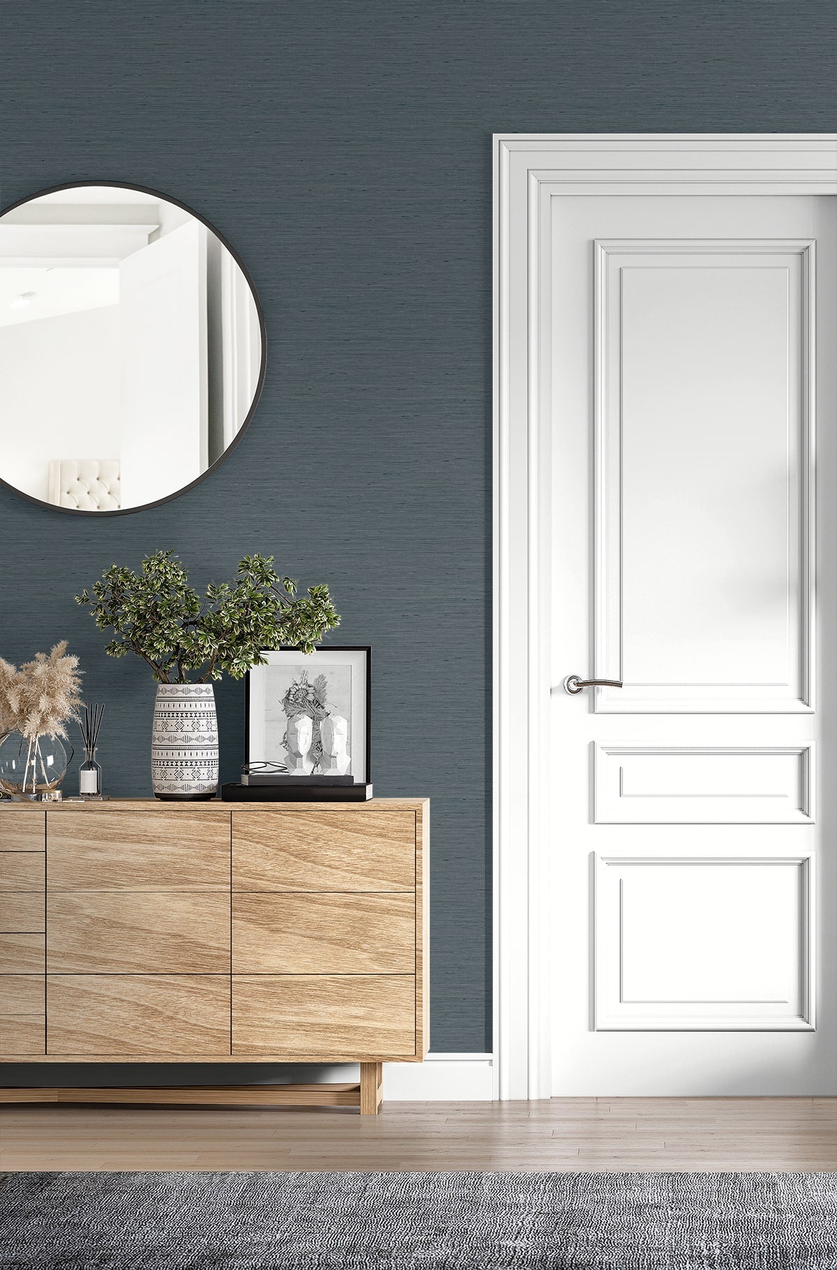 Bangkok Charcoal by Linen & Silk Textures Faux Silk Texture Vinyl Wallpaper – Seabrook Designs GT30116