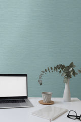 Bangkok Sky Blue by Linen & Silk Textures Faux Silk Texture Wallpaper – Seabrook Designs GT30117