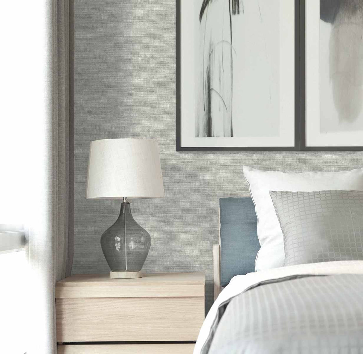 Libeco Fog by Linen & Silk Textures Faux Linen Texture Wallpaper – Seabrook Designs GT30204