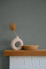 Libeco Charcoal by Linen & Silk Textures Faux Linen Vinyl Wallpaper – Seabrook Designs GT30209