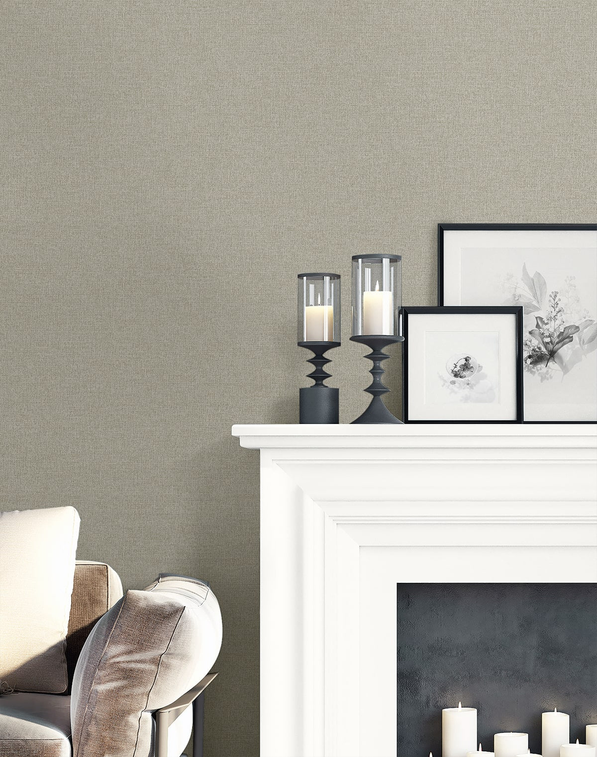 Normandy Taupe by Linen & Silk Textures Faux Linen Vinyl Wallpaper – Seabrook Designs GT30327