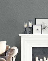 Normandy Charcoal by Linen & Silk Textures Faux Linen Vinyl Wallpaper – Seabrook Designs GT30330