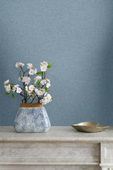 Normandy Slate Blue by Linen & Silk Textures Faux Linen Texture Wallpaper – Seabrook Designs GT30332