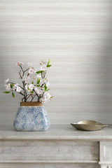 Meiya Highland White by Linen & Silk Textures Stria Textured Vinyl Wallpaper – Seabrook Designs GT30401