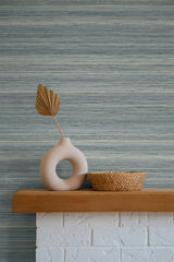Meiya Slate Blue by Linen & Silk Textures Textured Vinyl Wallpaper – Seabrook Designs GT30405