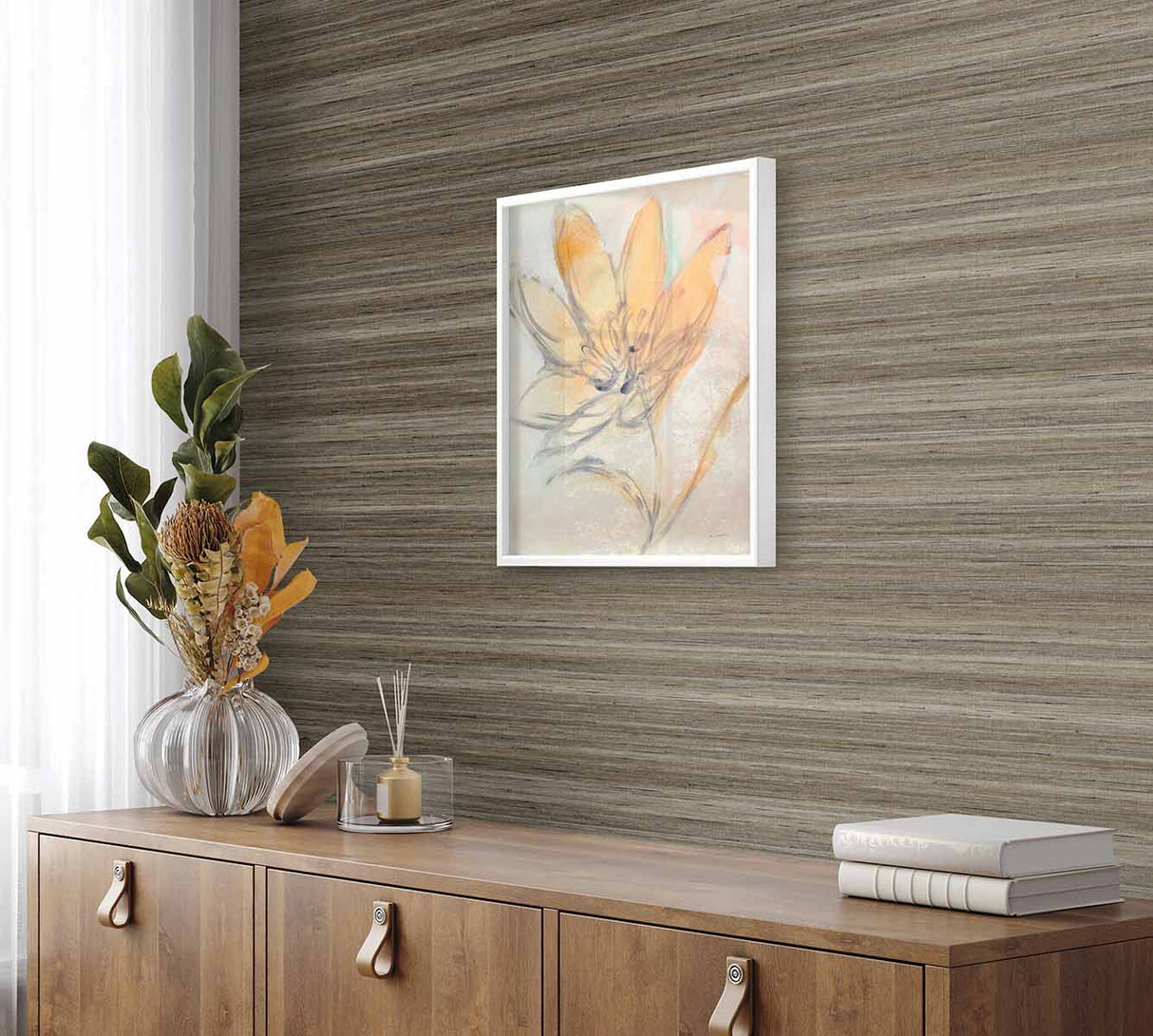 Meiya Peppercorn by Linen & Silk Textures Textured Vinyl Wallpaper – Seabrook Designs GT30409
