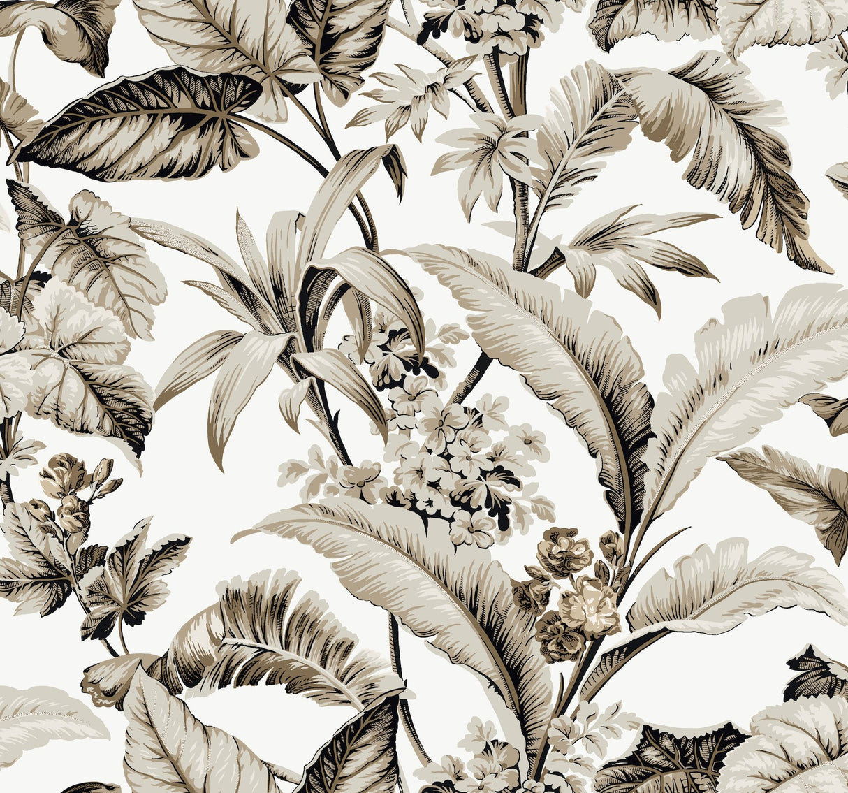 Mystic Isle Neutral Wallpaper with Tropical Eclectic Botanical Pattern - York GT4503