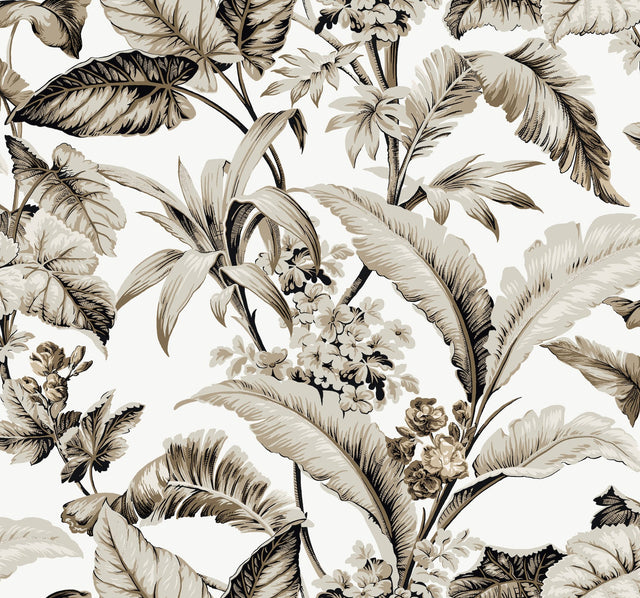 Mystic Isle Neutral Wallpaper with Tropical Eclectic Botanical Pattern - York GT4503