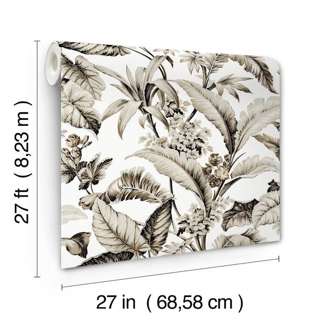 Mystic Isle Neutral Wallpaper with Tropical Eclectic Botanical Pattern - York GT4503