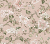 Marguerite Vine Blush Wallpaper with Vintage Floral Jacobean Pattern - York GT4511