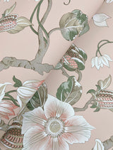 Marguerite Vine Blush Wallpaper with Vintage Floral Jacobean Pattern - York GT4511
