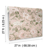 Marguerite Vine Blush Wallpaper with Vintage Floral Jacobean Pattern - York GT4511