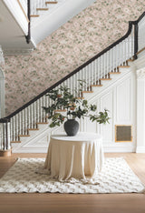 Marguerite Vine Blush Wallpaper with Vintage Floral Jacobean Pattern - York GT4511